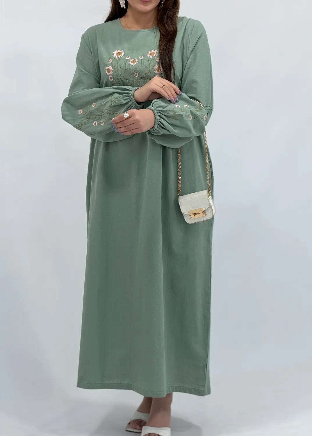 مانتو کفتان لینن گلدوزی فلاور
